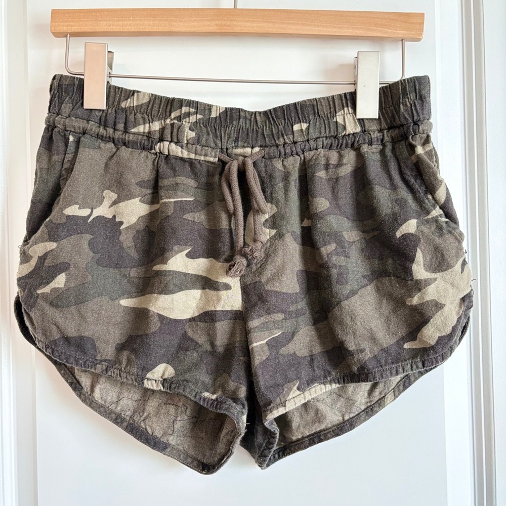 Rewash Brand Womens Camouflage Drawstring Shorts Linen Blend Mini Shorts Size M